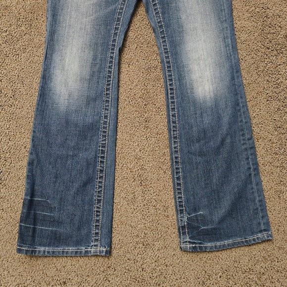 Harley Davidson Womens 6P Blue Embellished Bootcut Jeans Thick Stitch Bling - Picture 5 of 13